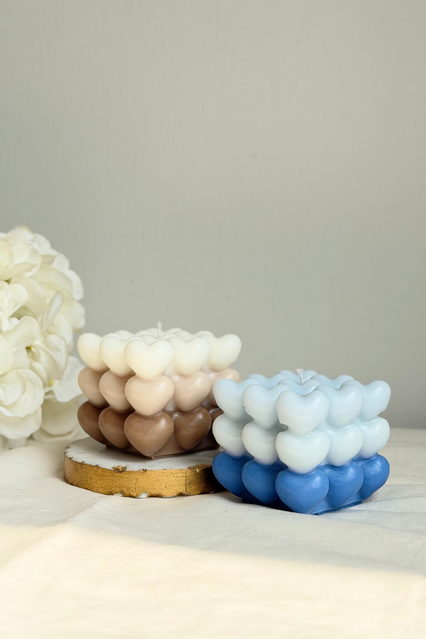 Ombre Hearts Bubble Candle