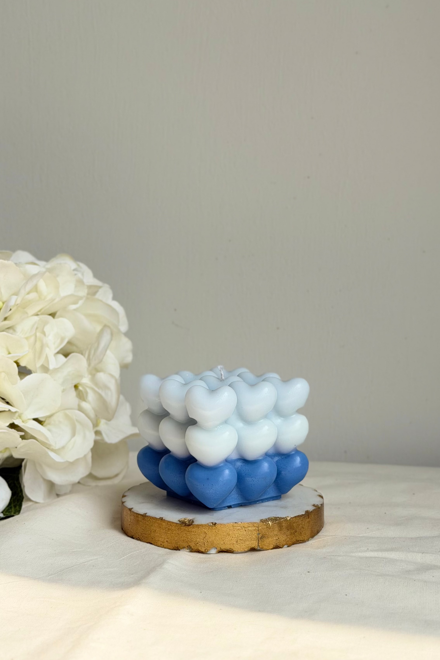 Ombre Hearts Bubble Candle