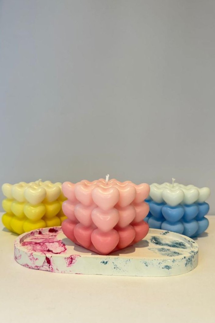 Ombre Hearts Bubble Candle