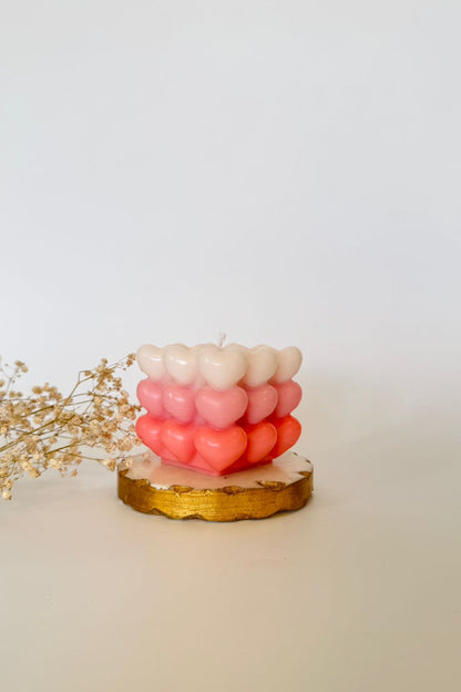 Ombre Hearts Bubble Candle