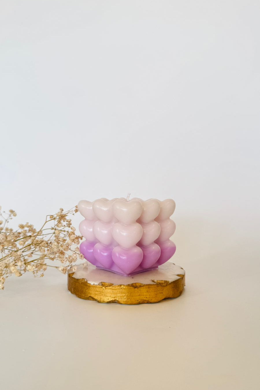 Ombre Hearts Bubble Candle