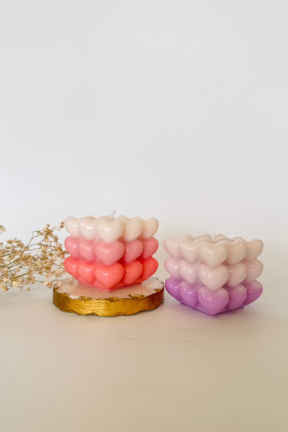 Ombre Hearts Bubble Candle