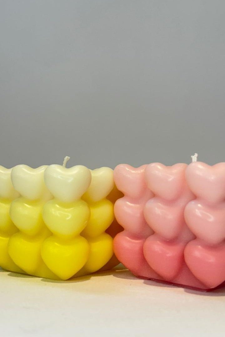 Ombre Hearts Bubble Candle